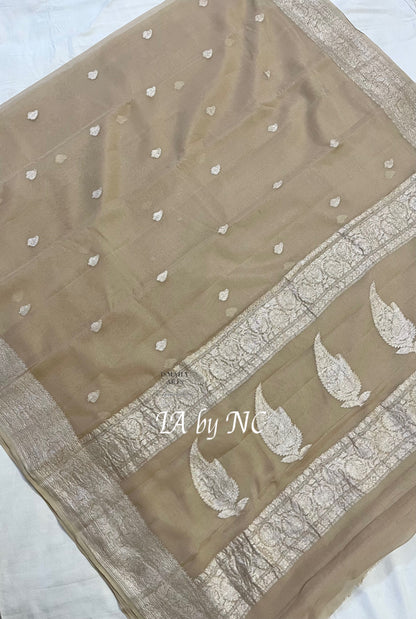 Tan Banarasi Pure Khaddi Georgette Kadwa Saree