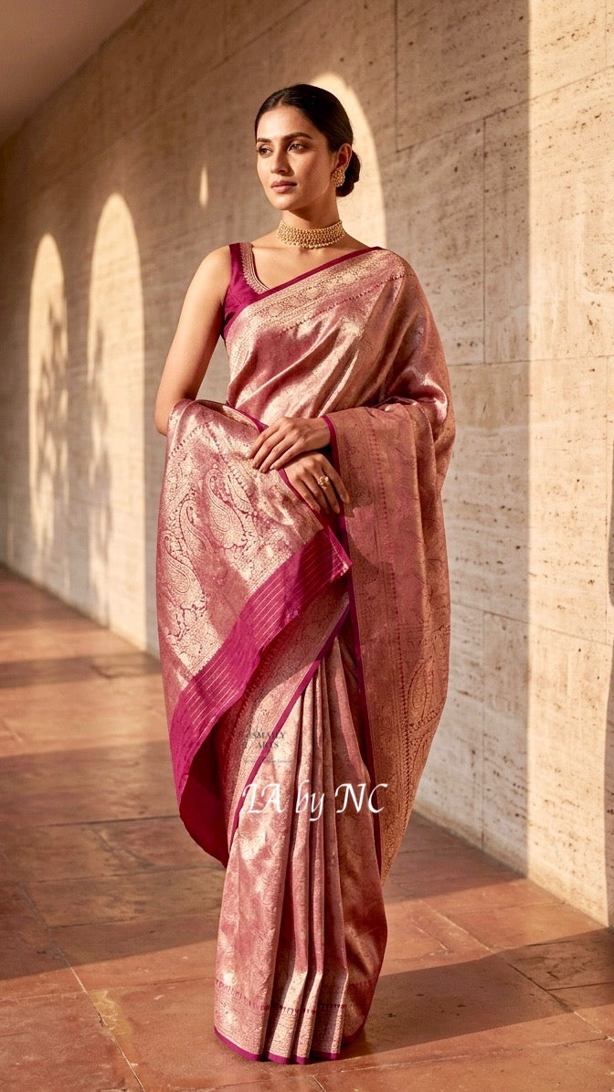 Mulberry Banarasi Pure Tissue Silk Brocade Saree