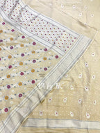 Beige Banarasi Pure Munga Silk Dress Material
