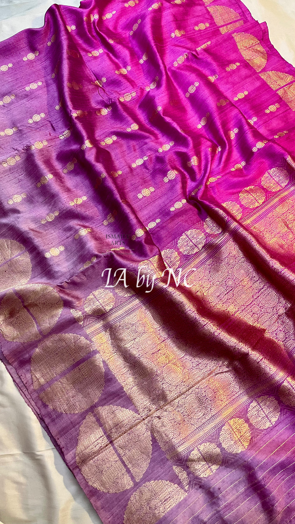 Magenta Banarasi Pure Katan Silk Raw Kadwa Saree