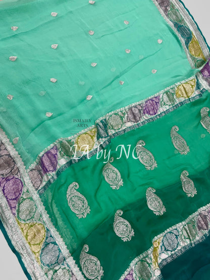 Jungle Banarasi Pure Khaddi Georgette Kadwa Saree