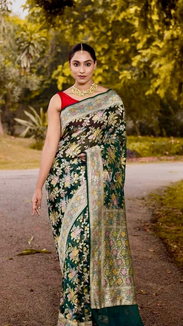 Sacramento Banarasi Pure Khaddi Georgette Saree
