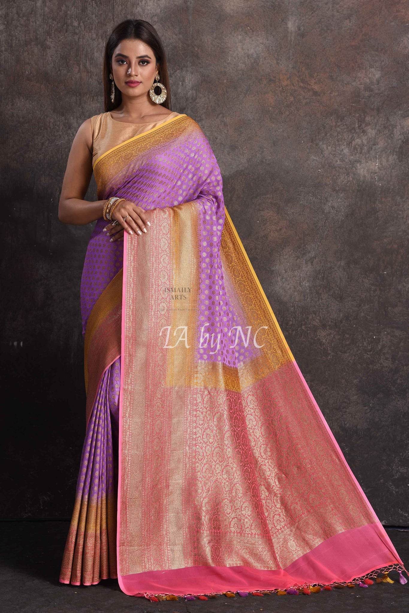 Orchid Banarasi Pure Khaddi Georgette Saree