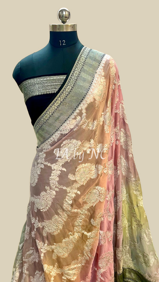 Black Banarasi Pure Khaddi Georgette Saree