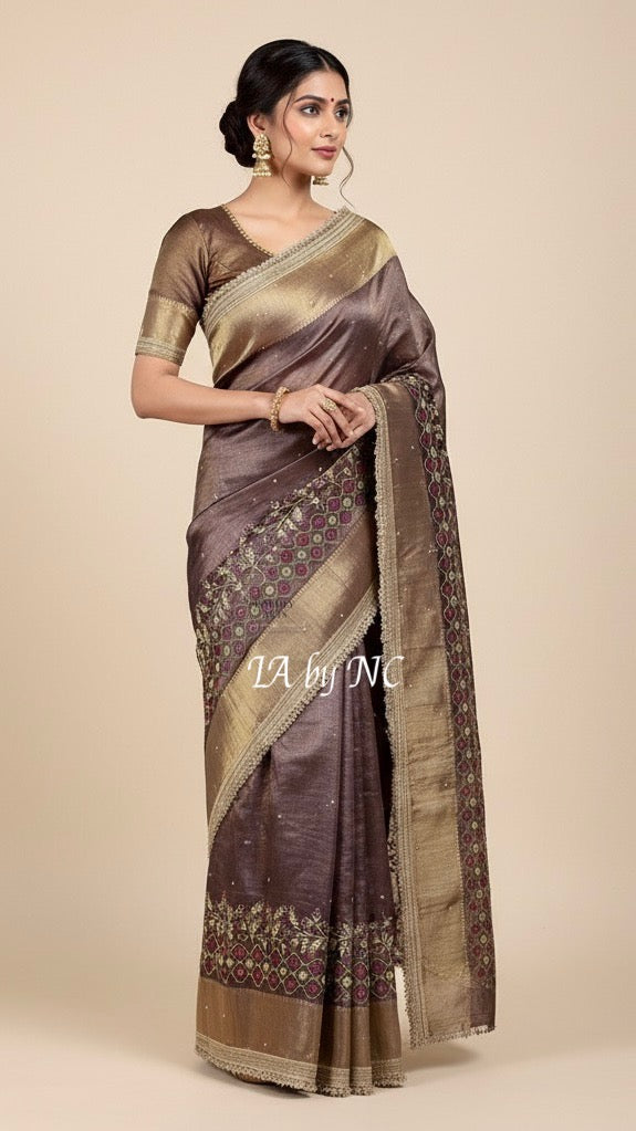 Syrup Banarasi Pure Tissue Silk Handwork Saree