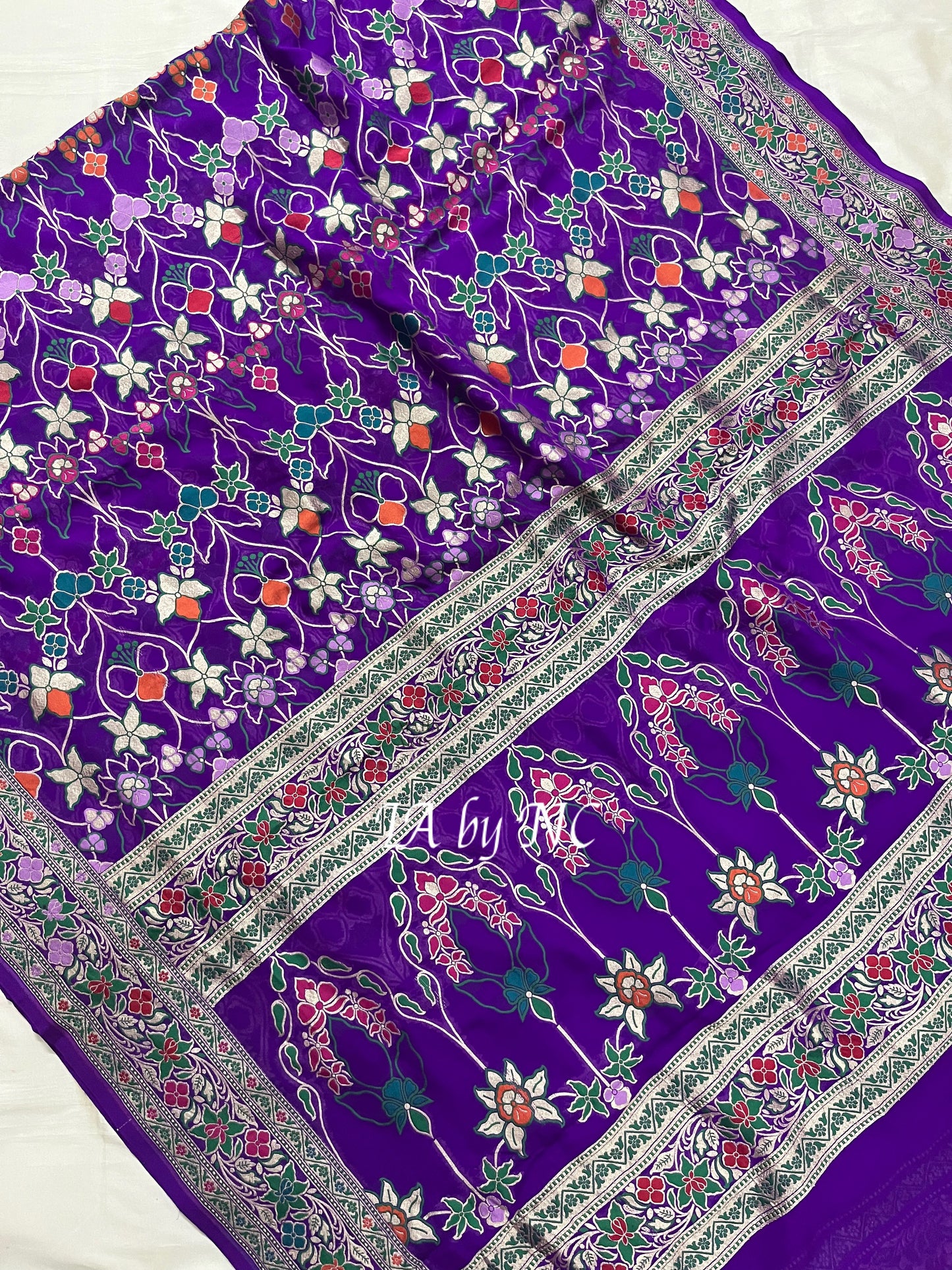 Grape Banarasi Pure Khaddi Georgette Saree