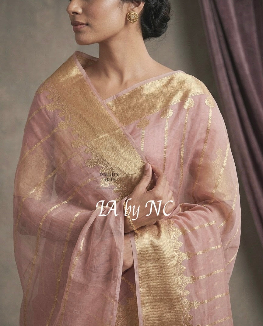 Lemonade Banarasi Pure Kora Organza Kadwa Saree