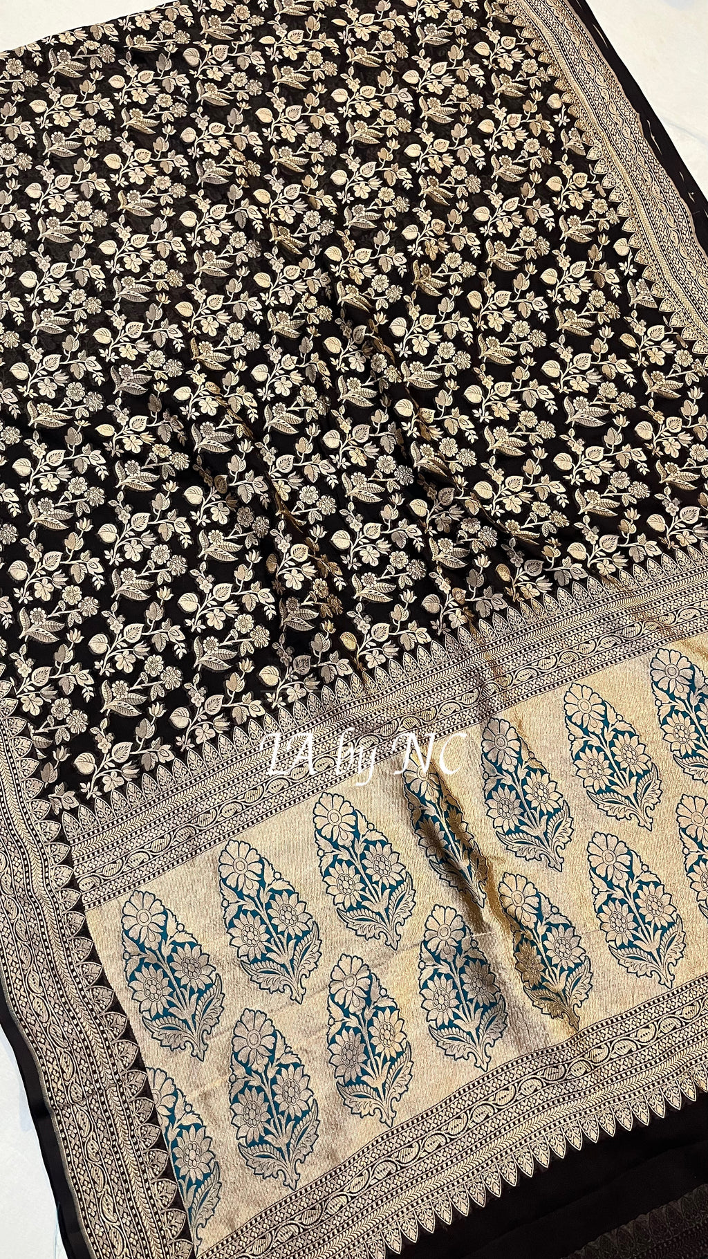 Black Banarasi Pure Khaddi Georgette Saree