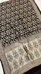 Black Banarasi Pure Khaddi Georgette Saree