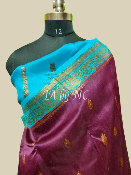 Byzantine Banarasi Pure Kora Organza Kadwa Saree