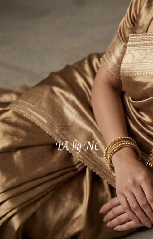 Walnut Banarasi Pure Tissue Silk Saree