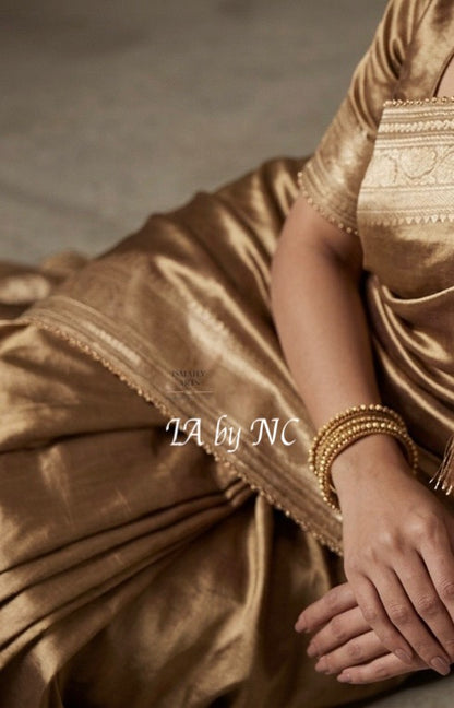 Walnut Banarasi Pure Tissue Silk Saree