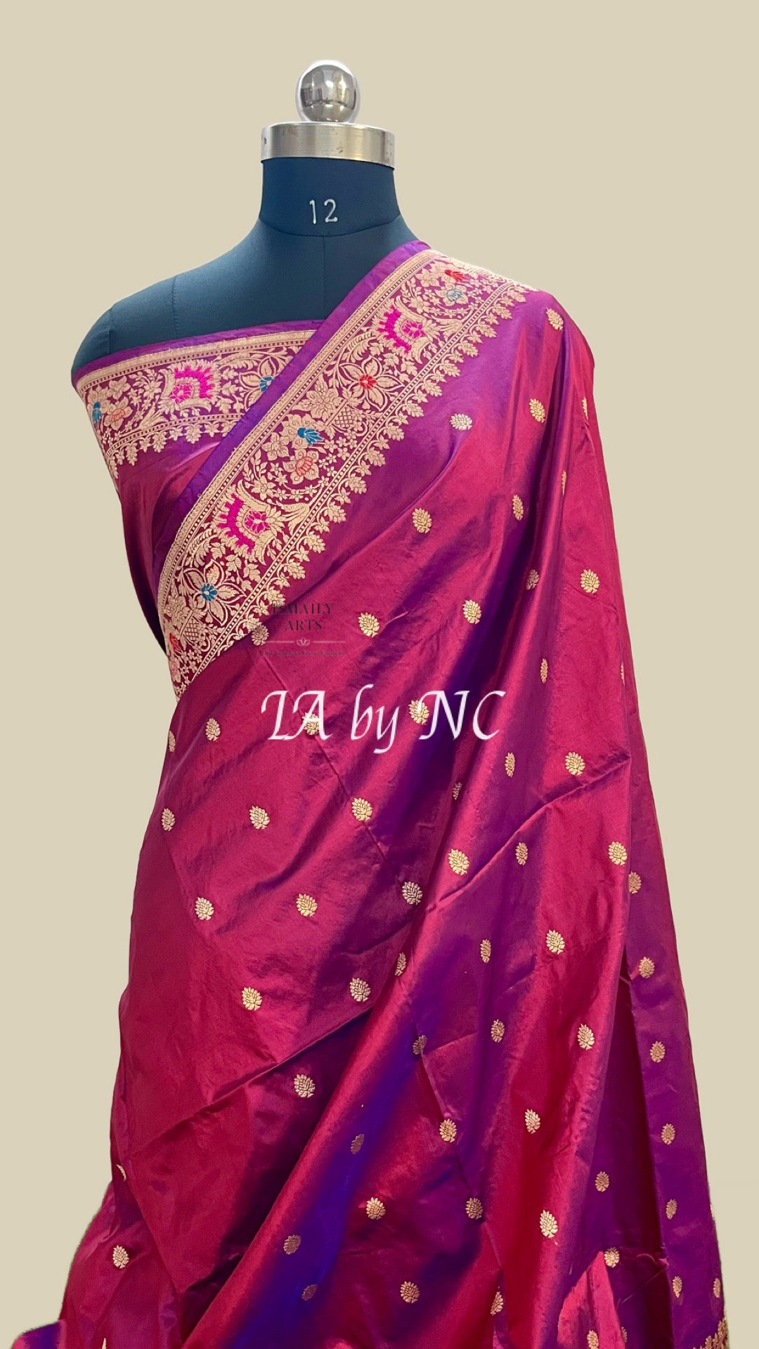 Berry Banarasi Pure Katan Silk Kadwa Meenakari Saree