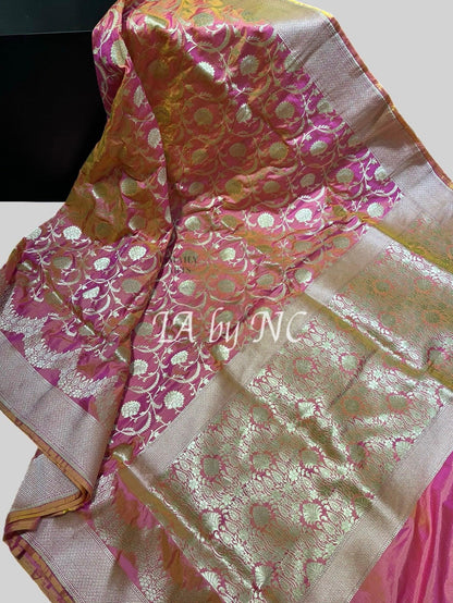 Peach Banarasi Pure Katan Silk Pattu Saree