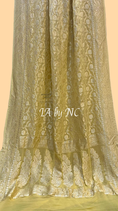 Flaxen Banarasi Pure Khaddi Georgette Saree