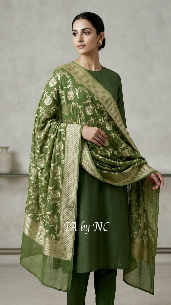 Moss Banarasi Pure Khaddi Georgette Dupatta