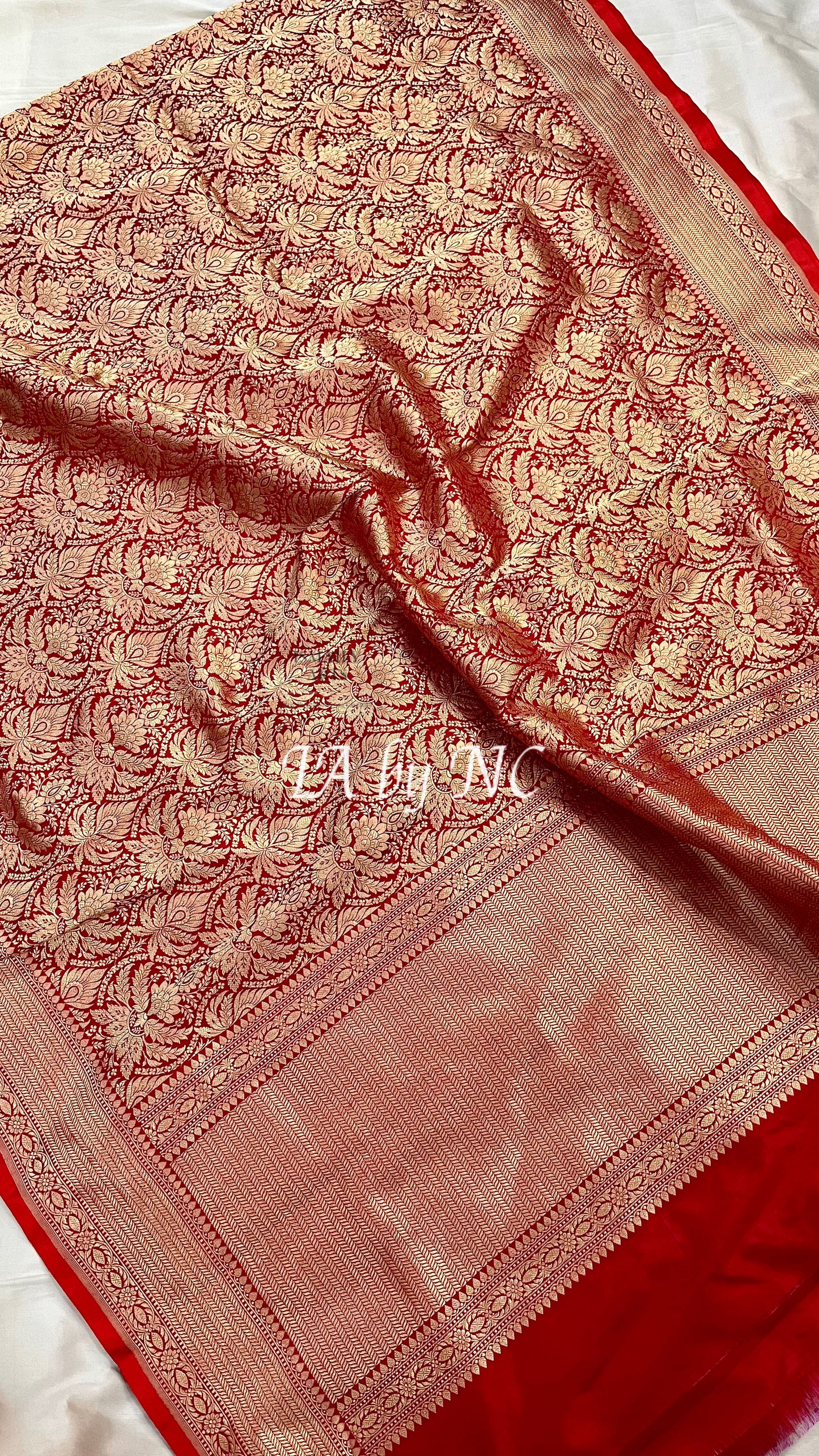 Crimson Banarasi Pure Katan Silk Brocade Saree