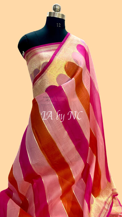 Baby Banarasi Pure Kora Organza Kadwa Saree