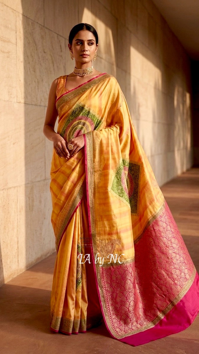Tuscany Banarasi Pure Katan Mashru Silk Saree