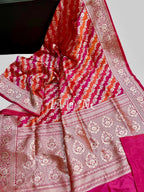 Crimson Banarasi Pure Katan Silk Rangkaat Jangla Pattu Saree