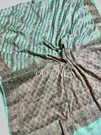 Turquoise Banarasi Pure Chiffon Georgette Sarees