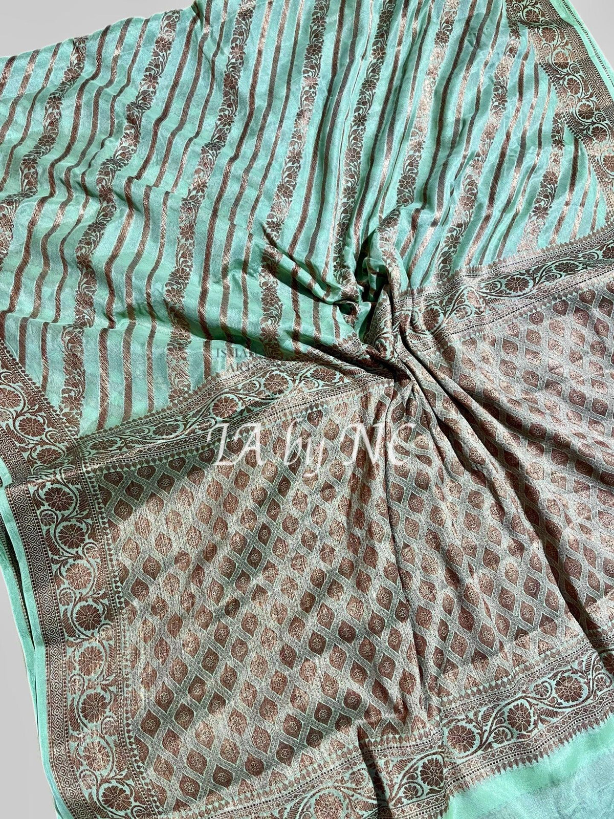 Turquoise Banarasi Pure Chiffon Georgette Sarees