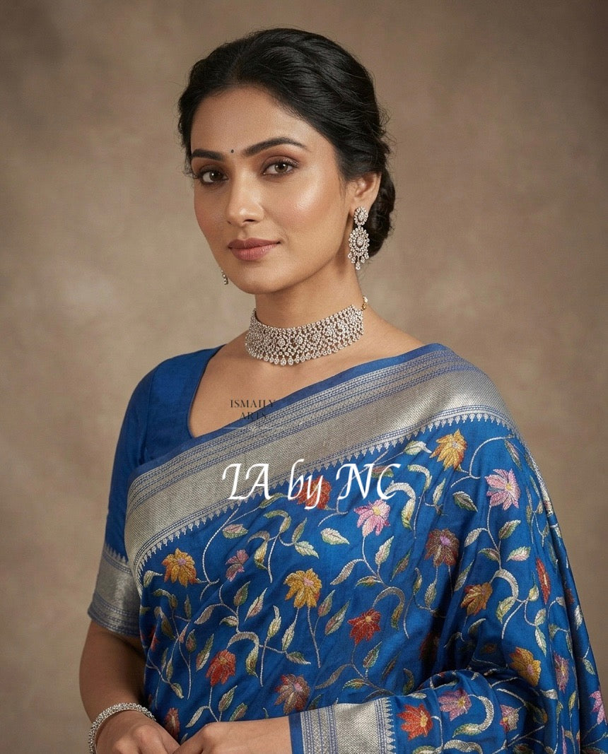 Prussian Banarasi Pure Munga Silk Saree