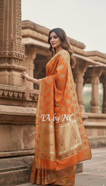 Tiger Banarasi Pure Katan Silk Tilfi Meenakari Pattu Saree