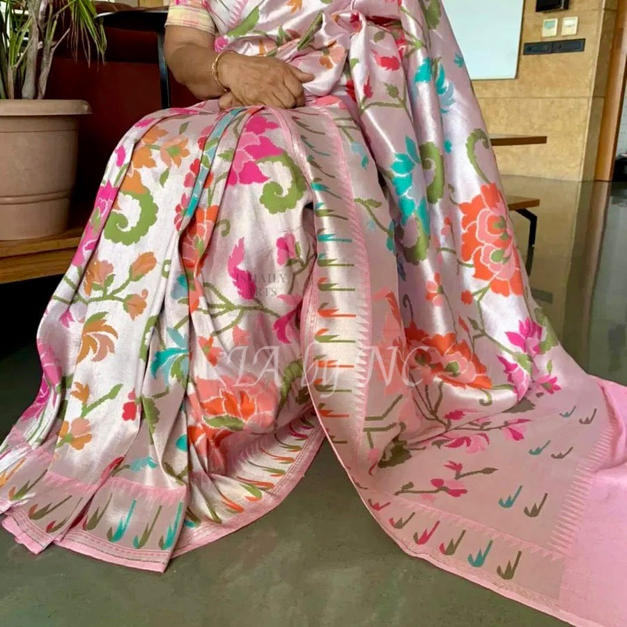 Baby Banarasi Pure Khaddi Tussar Georgette Brocade Saree