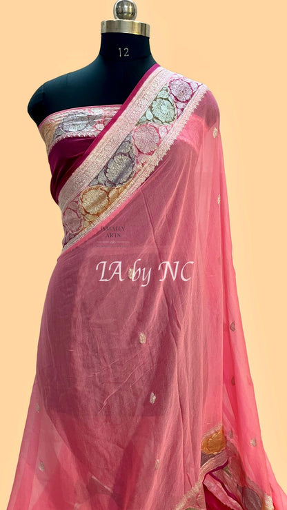 French Banarasi Pure Khaddi Georgette Kadwa Saree