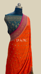 Scarlet Banarasi Pure Khaddi Georgette Crepe Saree