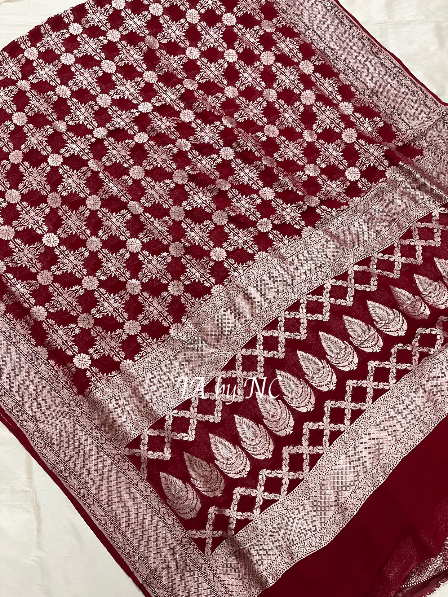 Barn Banarasi Pure Khaddi Georgette Saree