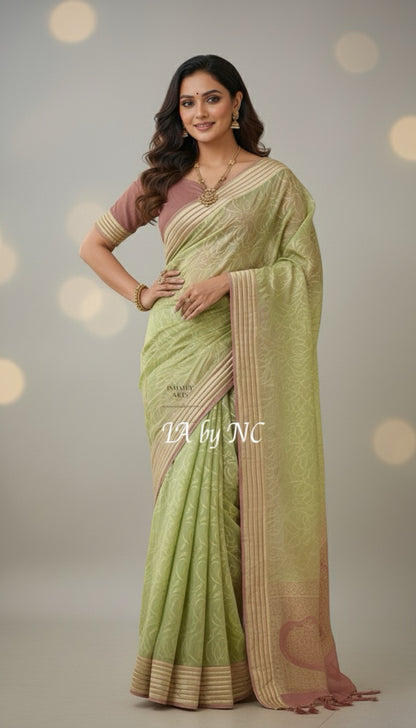 Sage Banarasi Pure Khaddi Georgette Saree