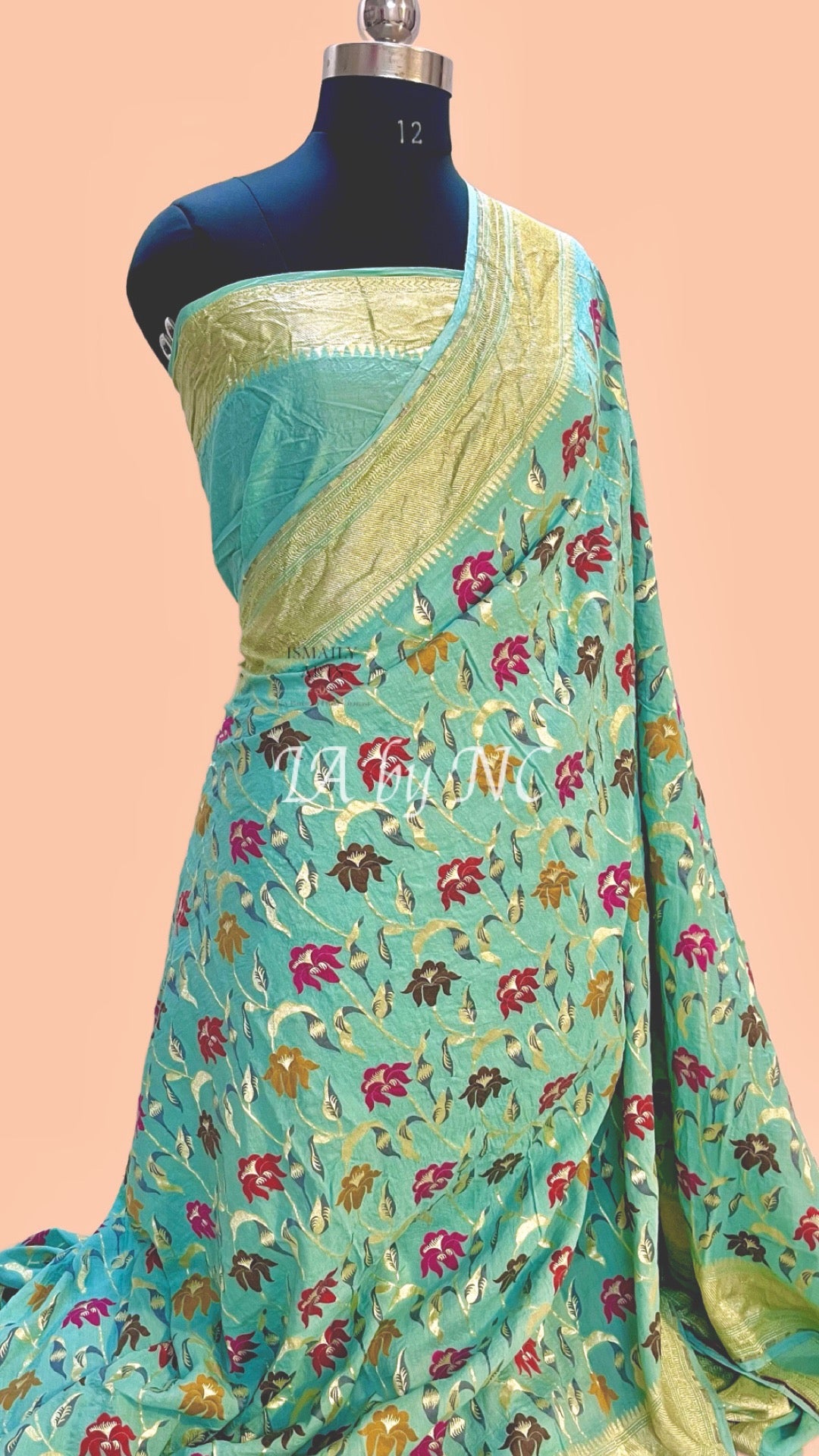 Turquoise Banarasi Pure Munga Silk Saree