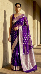 Grape Banarasi Pure Tissue Silk Saree