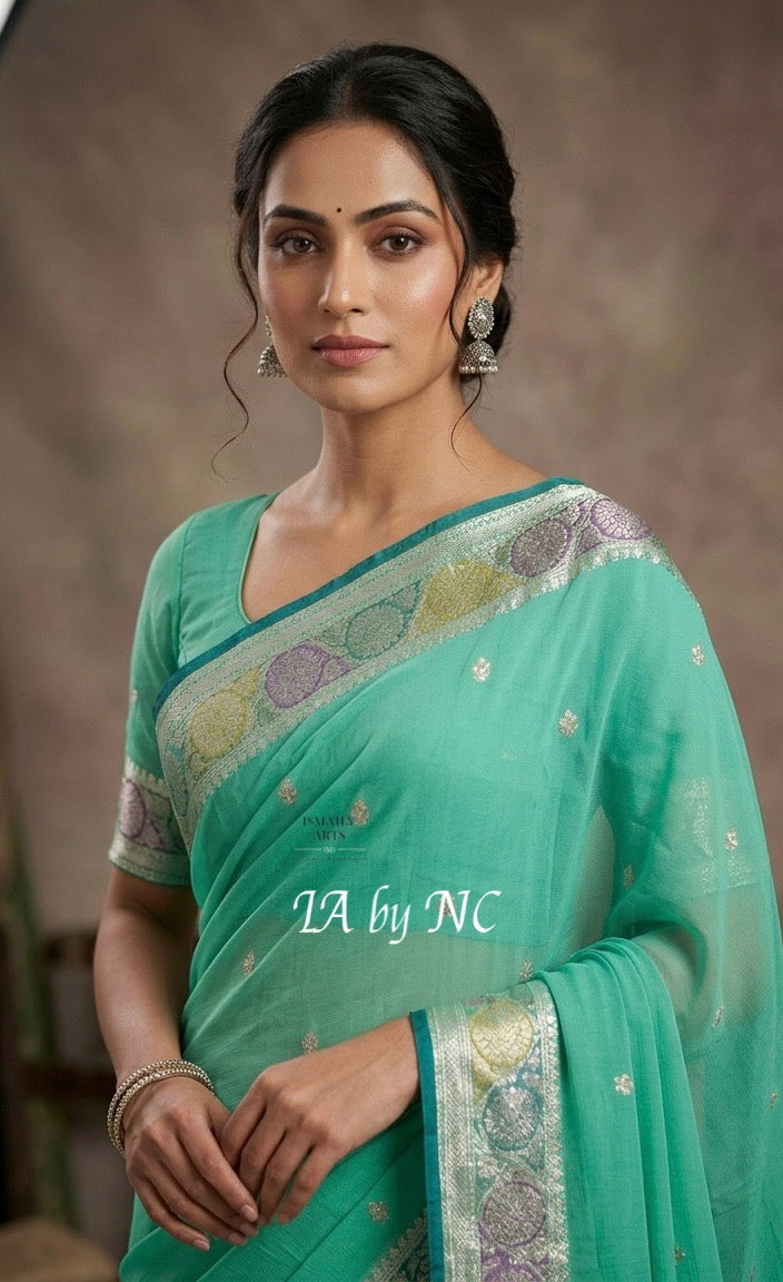 Jungle Banarasi Pure Khaddi Georgette Kadwa Saree