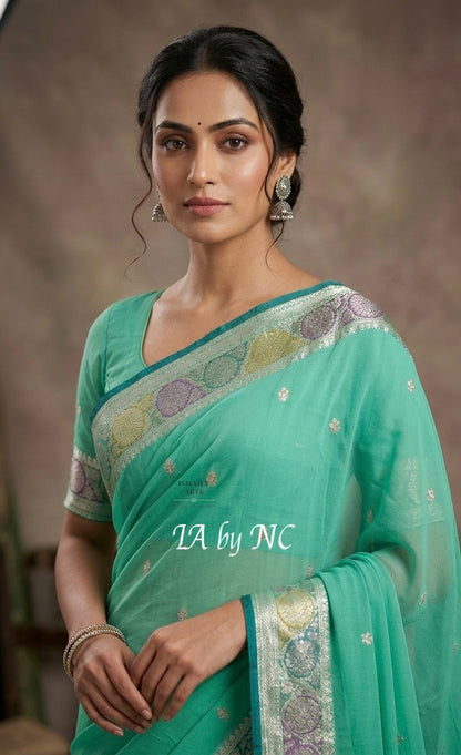 Jungle Banarasi Pure Khaddi Georgette Kadwa Saree