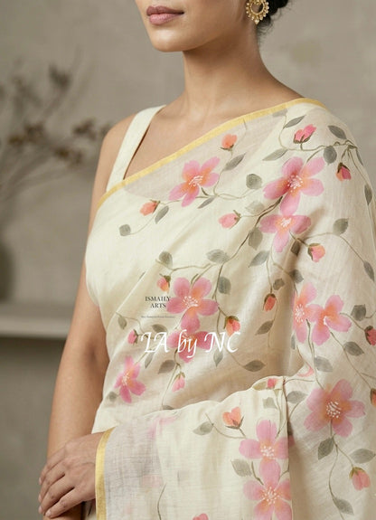 Offwhite Banarasi Pure Kora Organza Saree