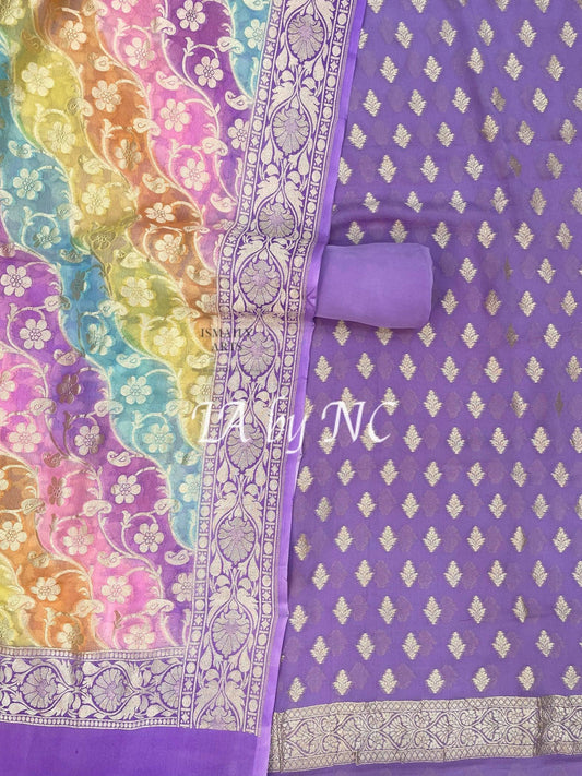 Grape Banarasi Pure Khaddi Georgette Suit Dupatta