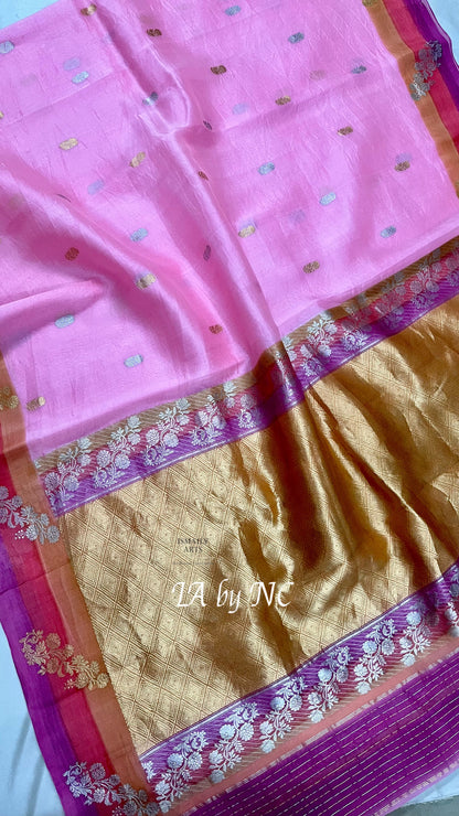 Taffy Banarasi Pure Kora Silk Kadwa Saree