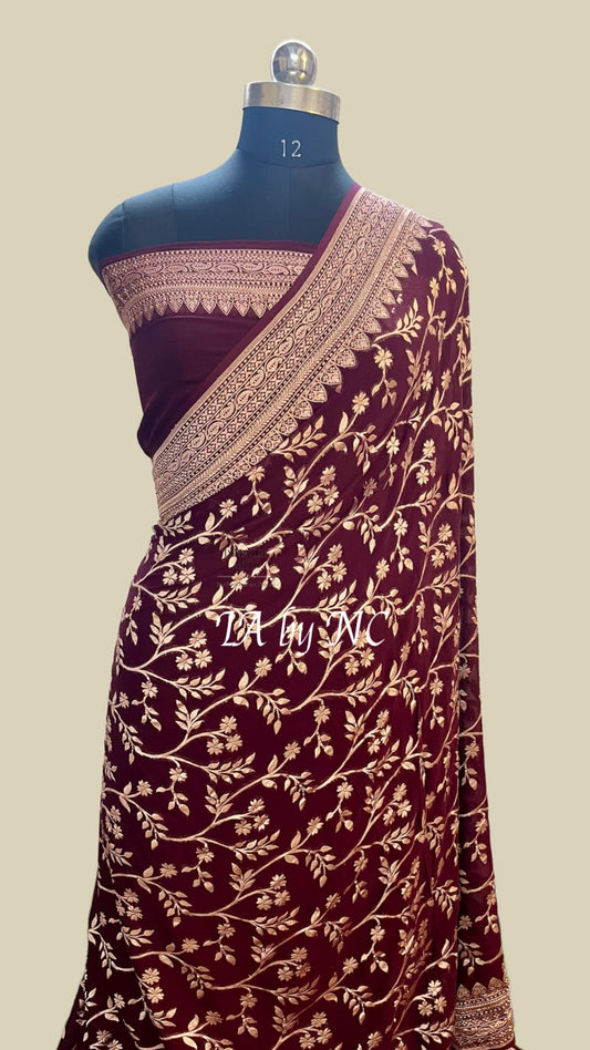 Hickory Banarasi Pure Khaddi Georgette Saree