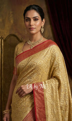 Beige Banarasi Pure Khaddi Georgette Saree
