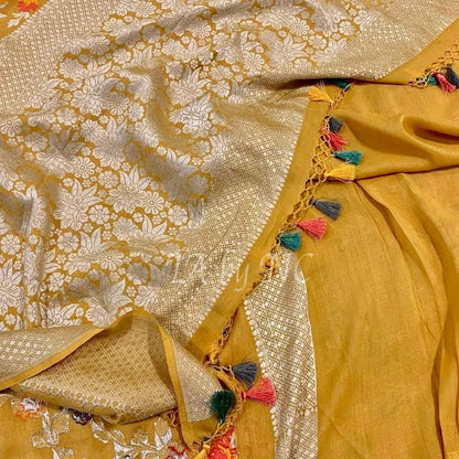 Tuscany Banarasi Pure Khaddi Tussar Georgette Meenakari Saree