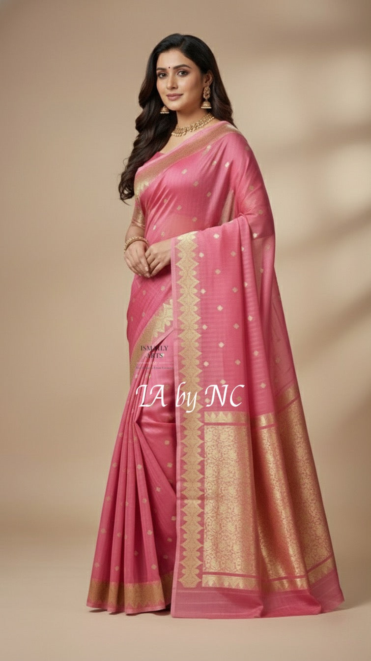 French Banarasi Pure Kora Silk Kadwa Saree