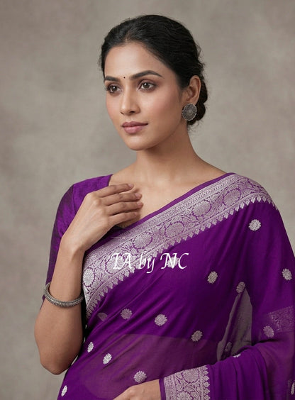 Lollipop Banarasi Pure Khaddi Georgette Kadwa Saree