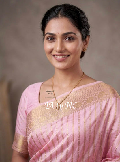 Baby Banarasi Pure Katan Silk Kadwa Raw Mango Pattu Saree