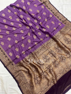 Plum Banarasi Pure Khaddi Georgette Saree