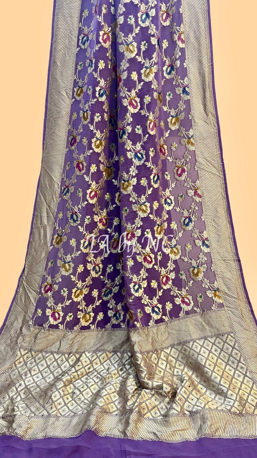 Mauve Banarasi Pure Khaddi Georgette Saree