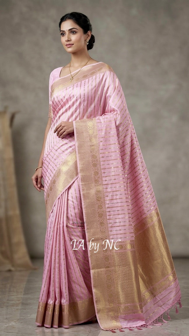 Baby Banarasi Pure Katan Silk Kadwa Raw Mango Pattu Saree