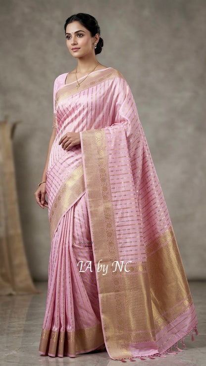 Baby Banarasi Pure Katan Silk Kadwa Raw Mango Pattu Saree